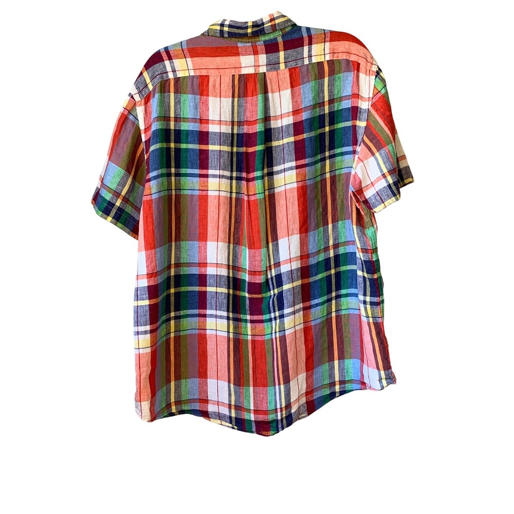 Ralph Lauren Mens Plaid Short Sleeve Linen Blend Button Down Shirt Size XL TG - Picture 2 of 10